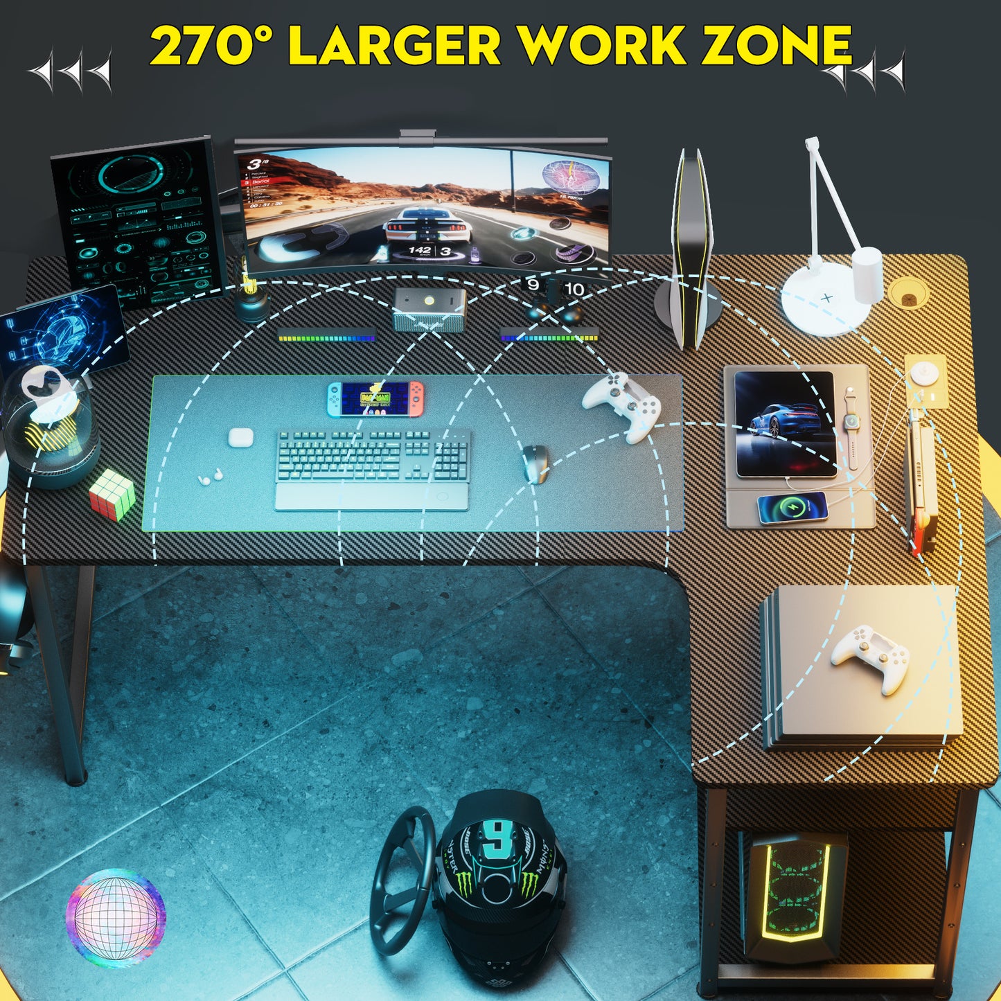 Premium COMHOMA L Shaped Gaming Desk