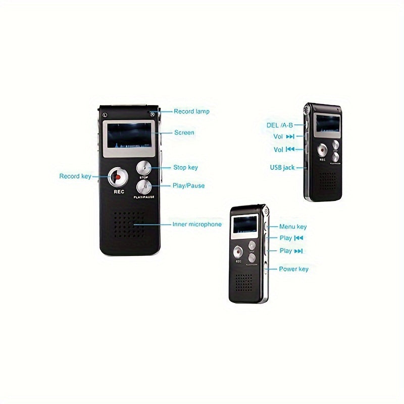 8GB Digital Voice Recorder & MP3 Player – Portable, Rechargeable & High-Quality Recording