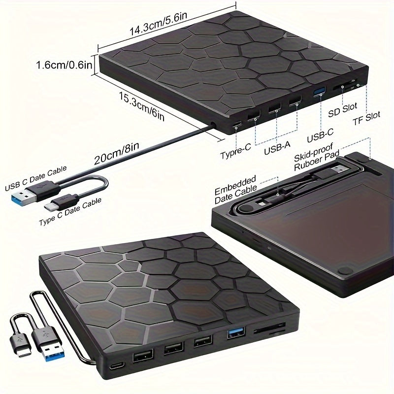 8-in-1 External CD/DVD Drive β High-Speed USB 3.0 Burner & Player