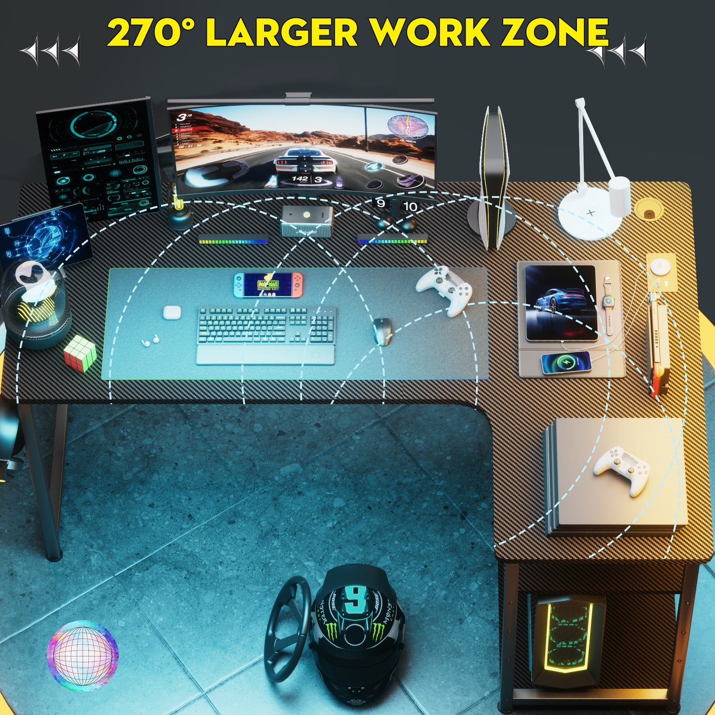 Premium COMHOMA L Shaped Gaming Desk