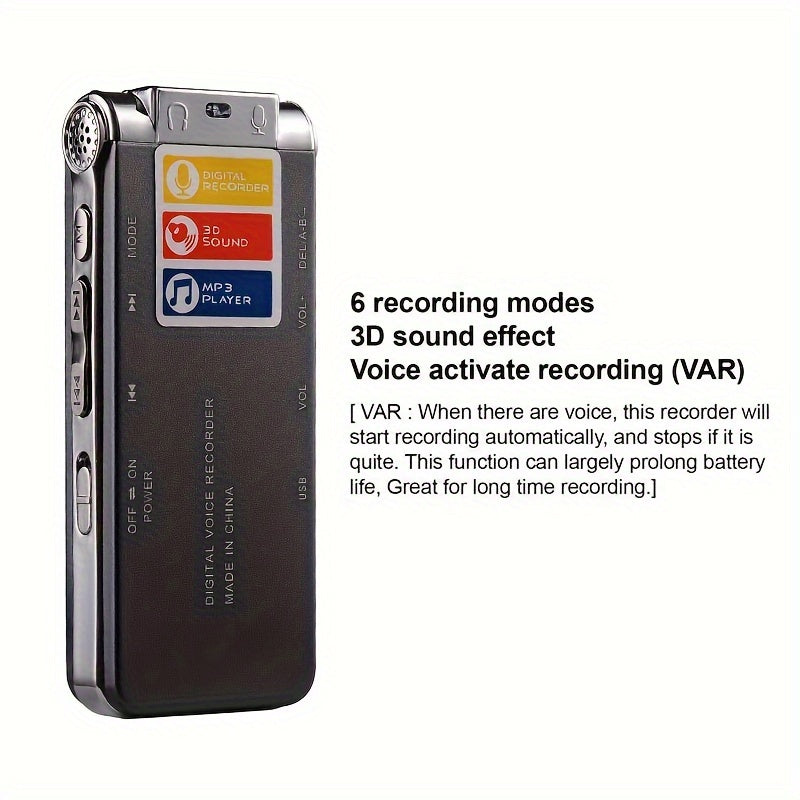 8GB Digital Voice Recorder & MP3 Player – Portable, Rechargeable & High-Quality Recording