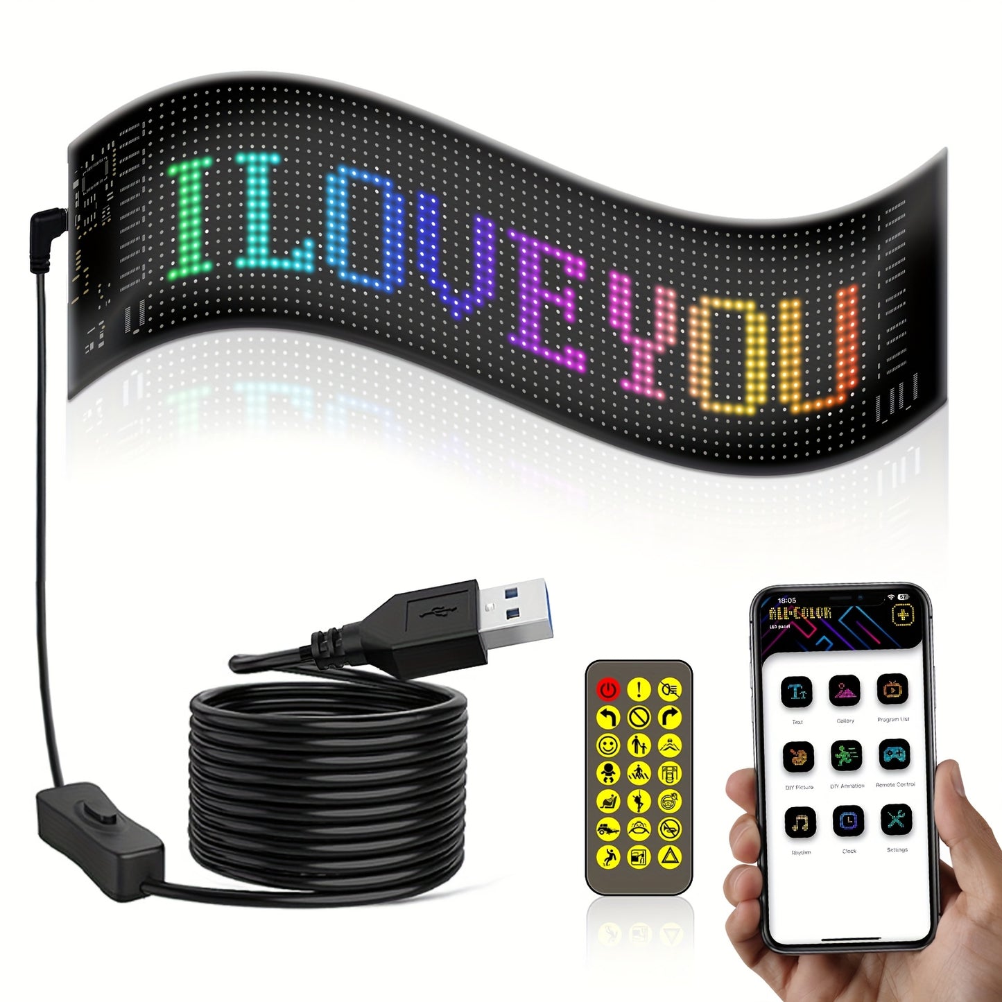 Programmable LED Pixel Soft Light Display โ DIY Text, Patterns & Animations