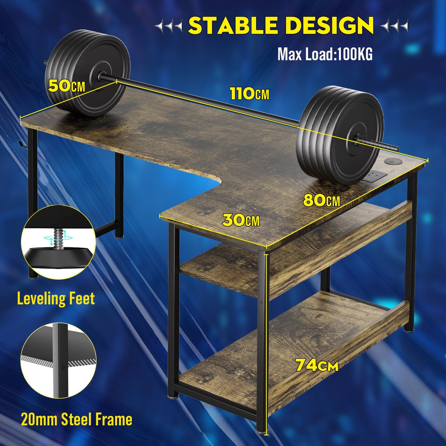 Premium COMHOMA L Shaped Gaming Desk