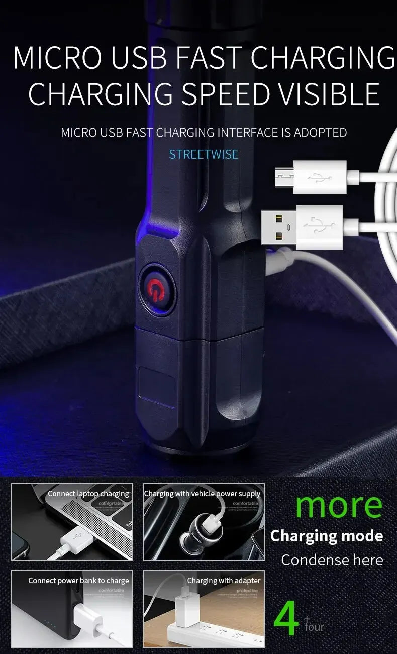 F15-T Rechargeable LED Flashlight – Portable & Waterproof for Outdoor Adventures