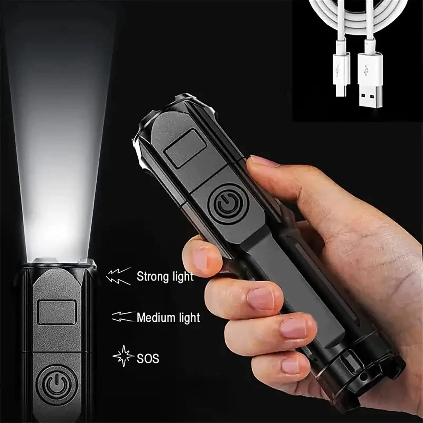 F15-T Rechargeable LED Flashlight – Portable & Waterproof for Outdoor Adventures