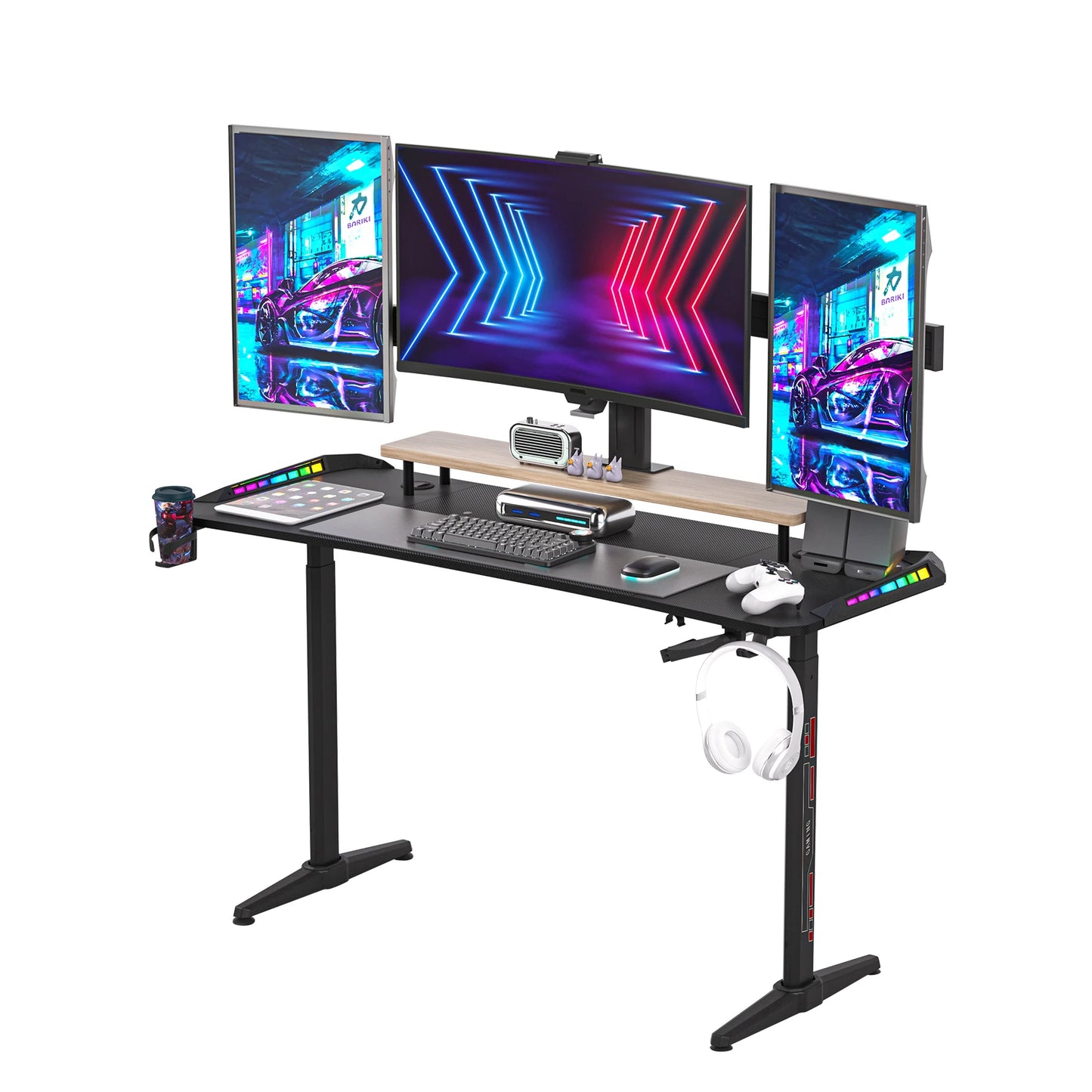 J-ZZ868 Height Adjustable Carbon Fiber Standing Desk Custom Lights