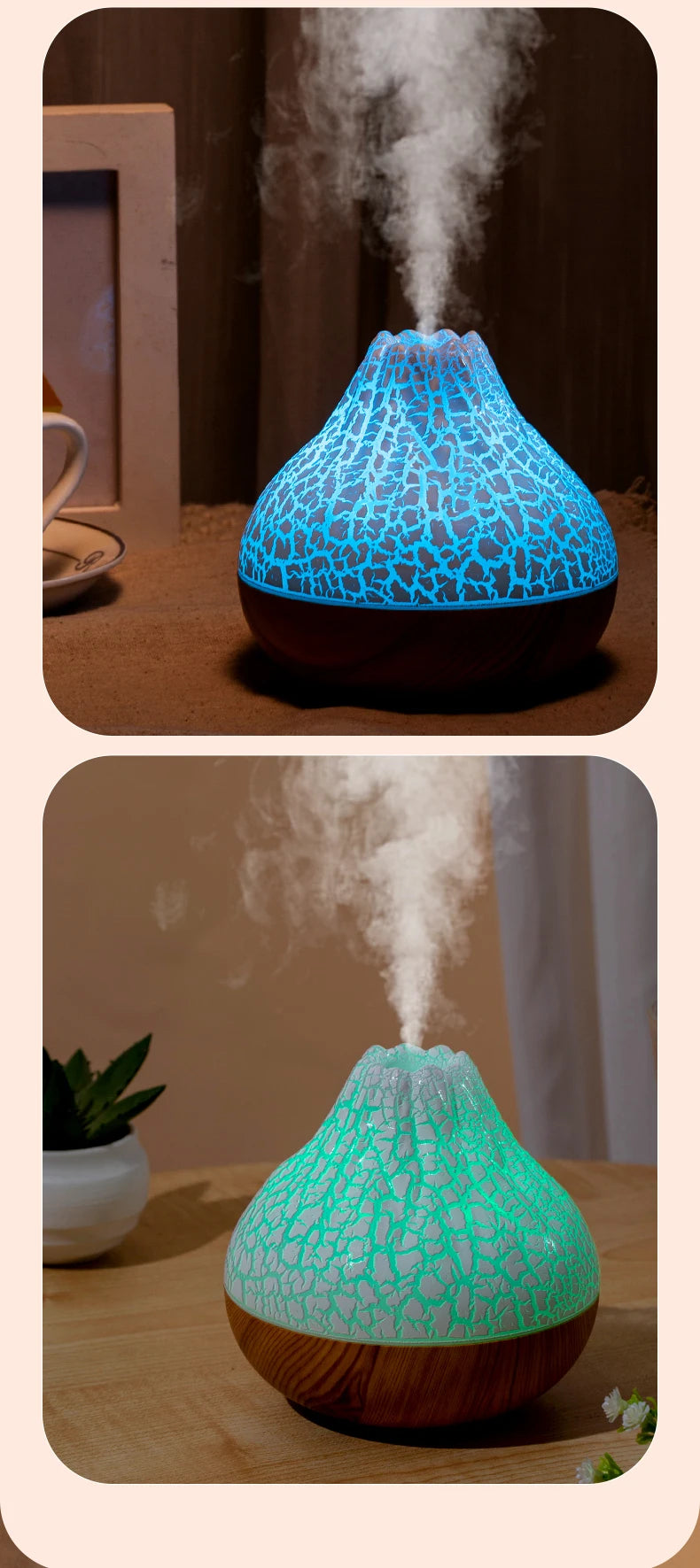 Volcano Air Humidifier with Colourful Ambient Night Light