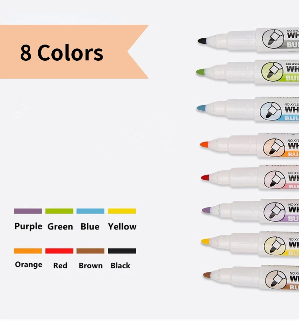 8PCS Erasable Whiteboard Marker Set β Vibrant Colors & Magnetic Design