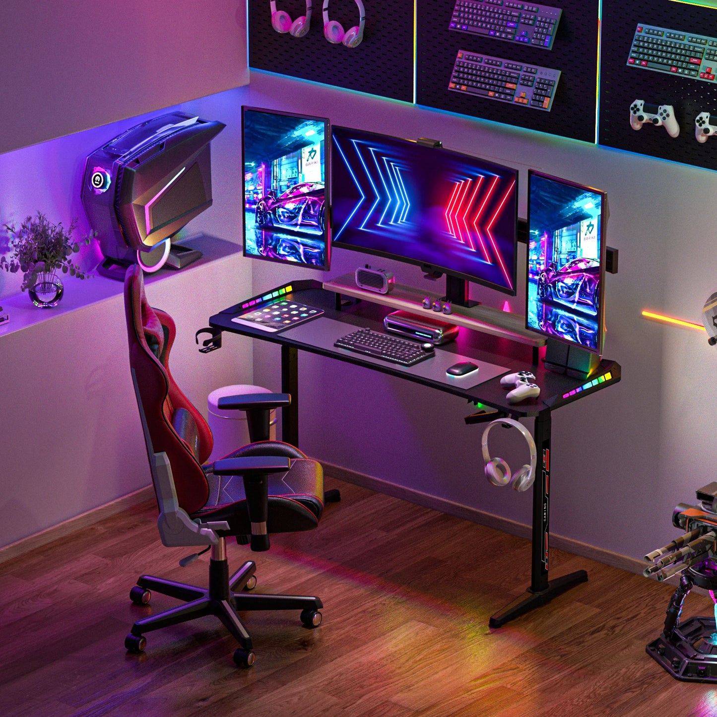 J-ZZ868 Height Adjustable Carbon Fiber Standing Desk Custom Lights