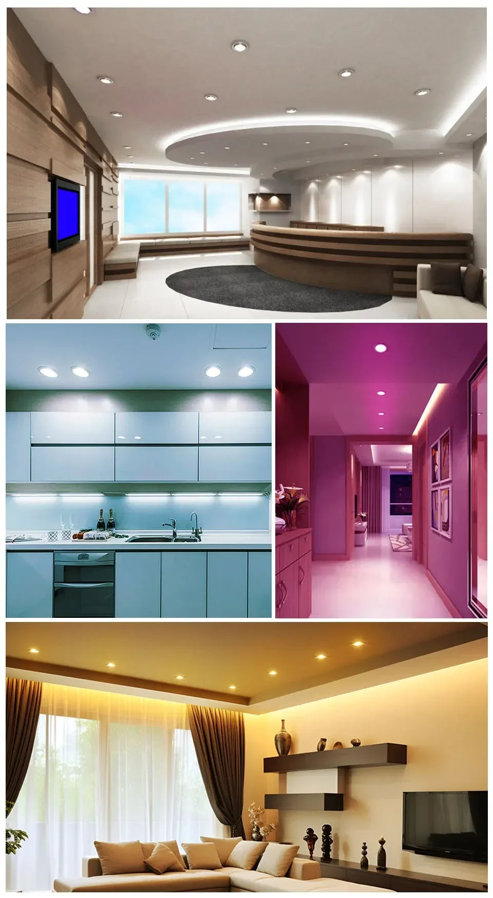 EeeToo Bluetooth LED Downlight – Dimmable RGB + White Light with Remote Control