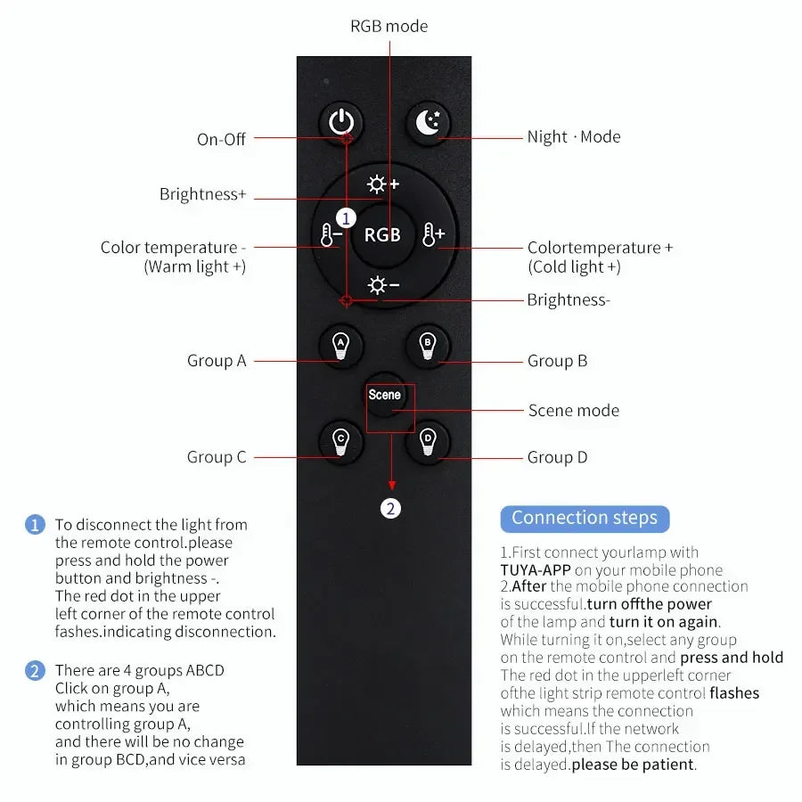EeeToo Bluetooth LED Downlight – Dimmable RGB + White Light with Remote Control