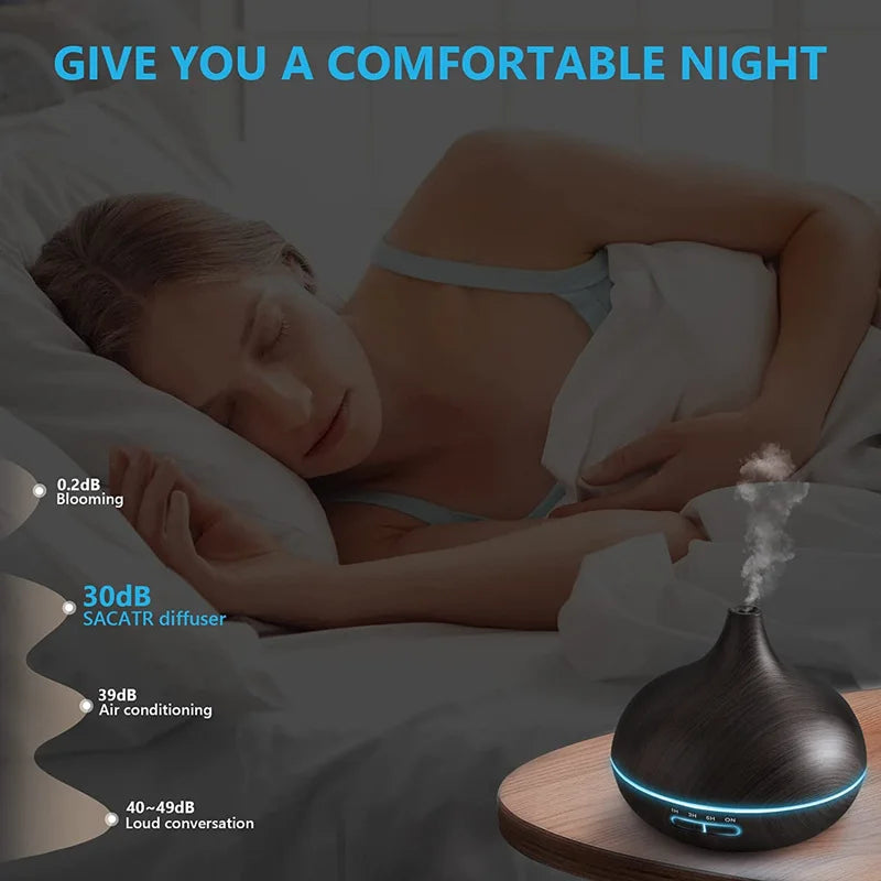 Wood Aroma Diffuser with 7 Colour LED Lights & Remote Control
