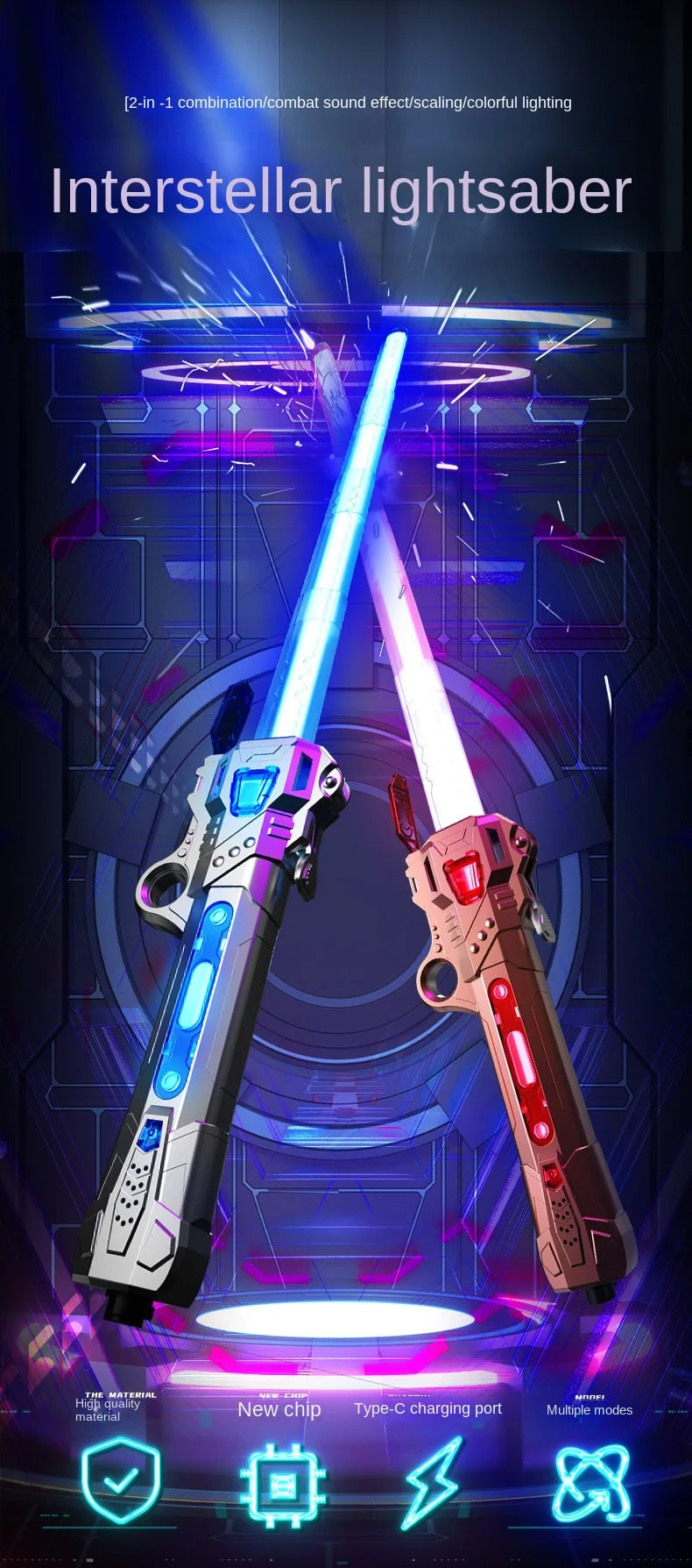 Colourful Glowing Telescopic Laser Sword β Flashing Lights & Sound Effects!