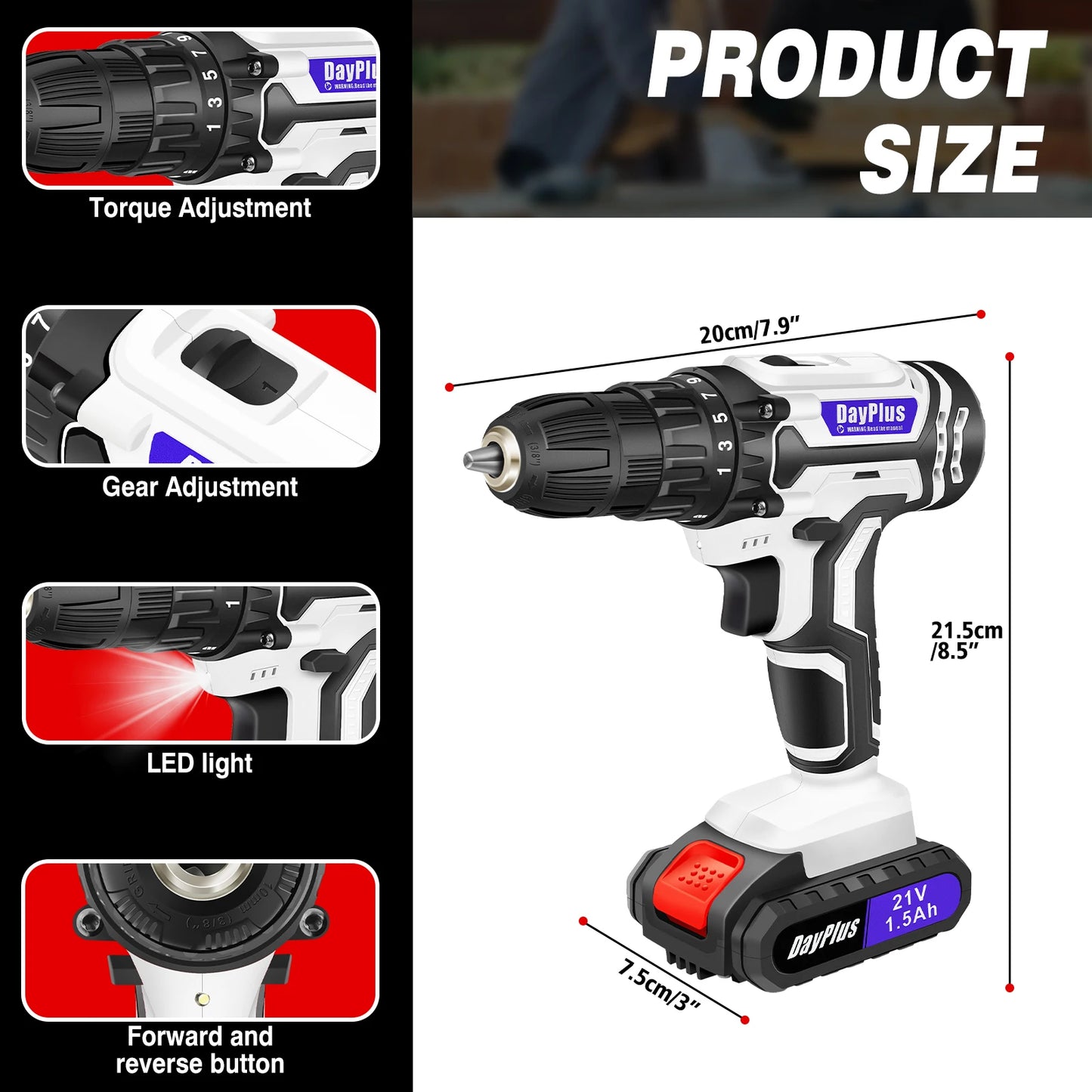 21V Cordless Drill Driver – Powerful & Versatile for Home DIY - Complete Set