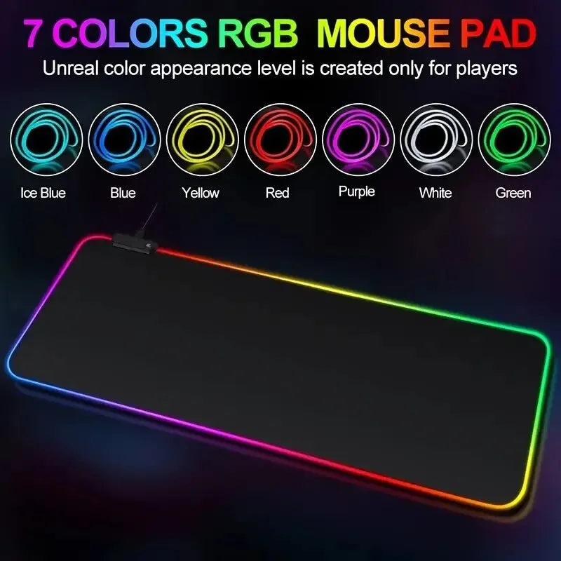 Grand tapis de souris de jeu LED haut de gamme avec modes d'éclairage et contrôle tactile
