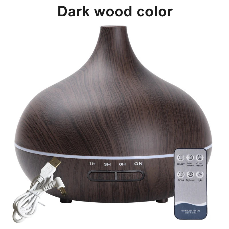 Wood Aroma Diffuser with 7 Colour LED Lights & Remote Control