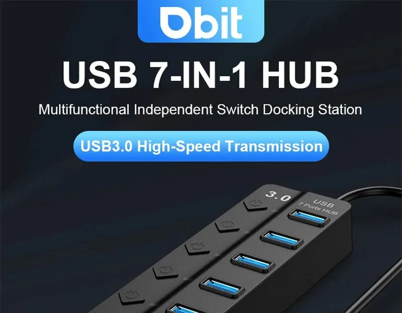 DBIT 7-IN-1 USB Hub – Expand Your Connectivity with USB 3.0/2.0 Ports