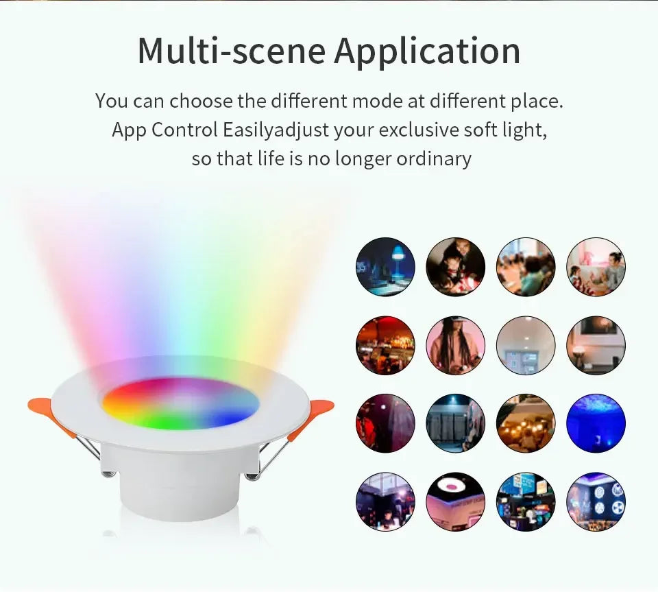 EeeToo Bluetooth LED Downlight – Dimmable RGB + White Light with Remote Control