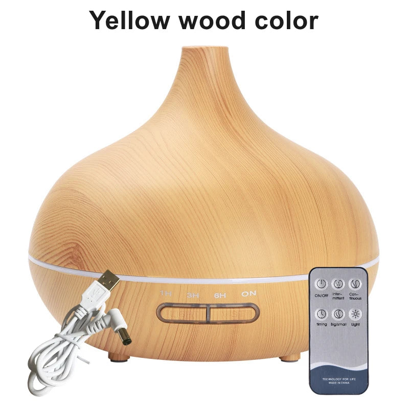 Wood Aroma Diffuser with 7 Colour LED Lights & Remote Control