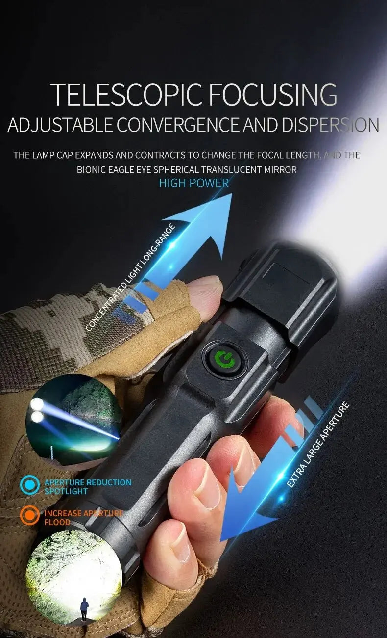 F15-T Rechargeable LED Flashlight – Portable & Waterproof for Outdoor Adventures