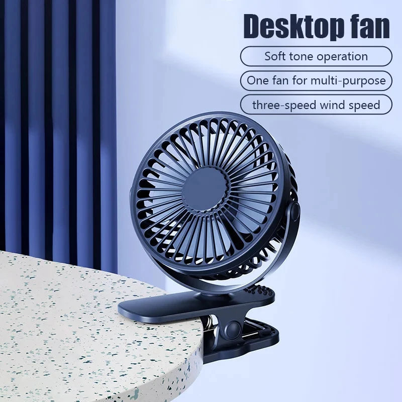 Mini Clip-On USB Fan – Silent & Portable Cooling for Home, Office & Travel