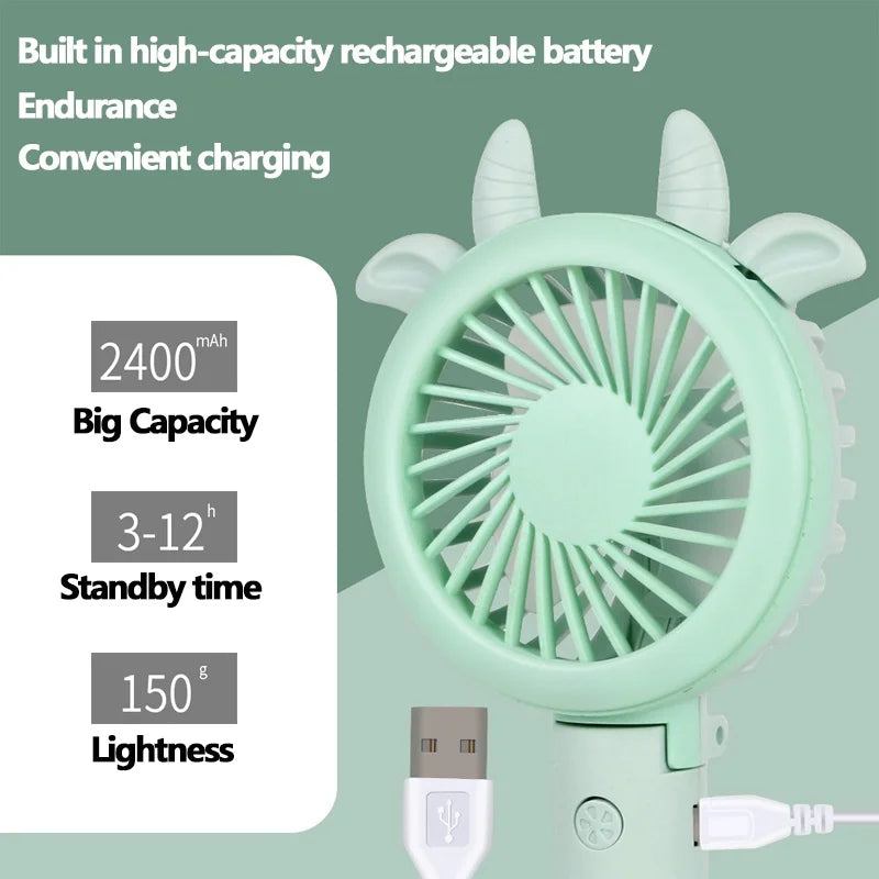 USB LED Light Handheld Fan β Portable, Rechargeable & Multifunctional