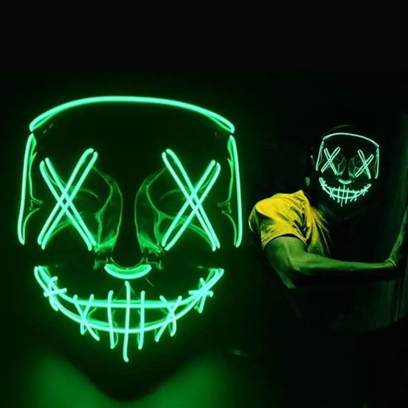Neon LED V-Shaped Mask โ Glow in the Dark & Stand Out