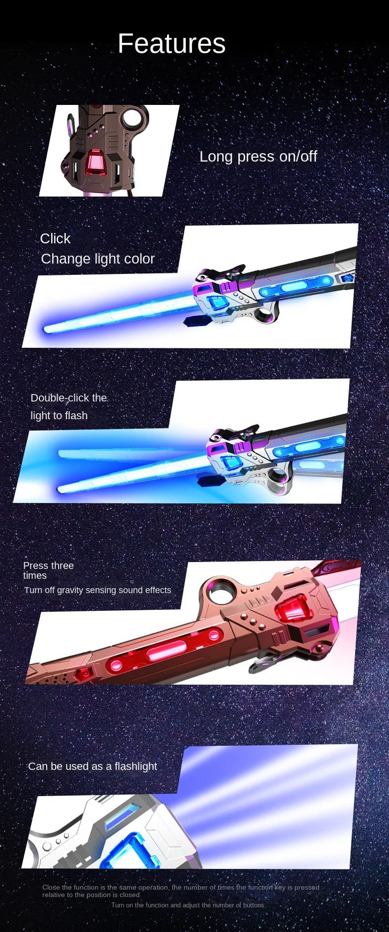 Colourful Glowing Telescopic Laser Sword β Flashing Lights & Sound Effects!