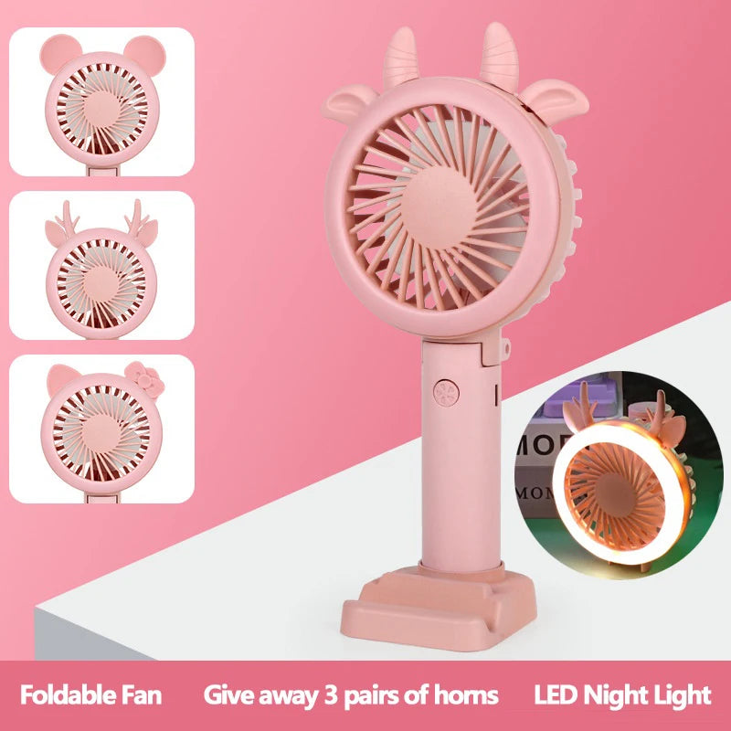 USB LED Light Handheld Fan β Portable, Rechargeable & Multifunctional