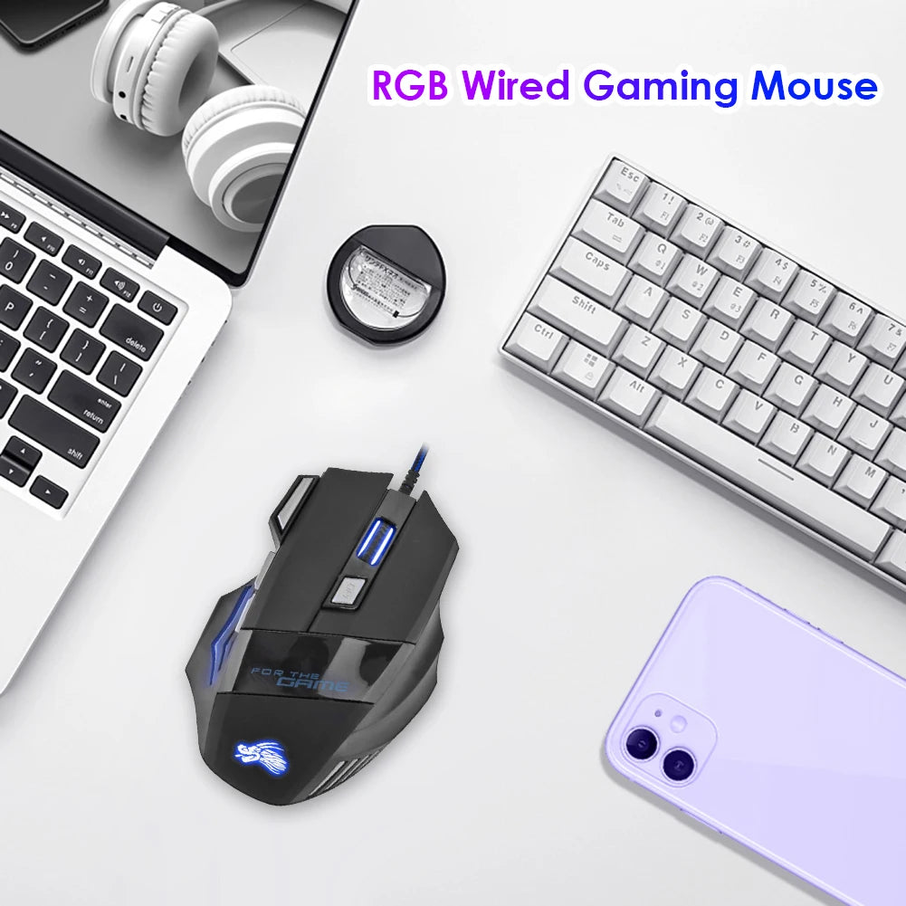 7 Button Backlit Ergonomic Mouse 5500 DPI
