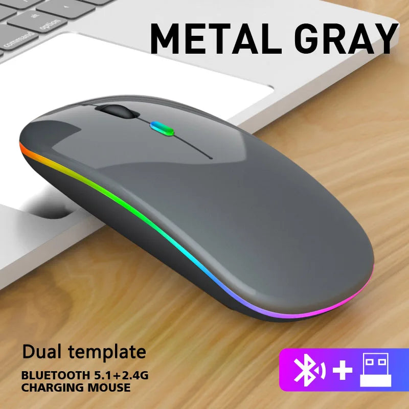 Wireless Mouse Bluetooth and 2.4GHz Dual Modes with RGB