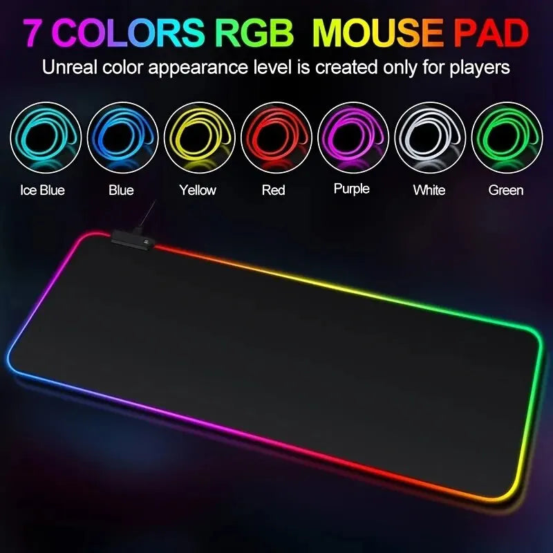 Grand tapis de souris de jeu LED haut de gamme avec modes d'éclairage et contrôle tactile