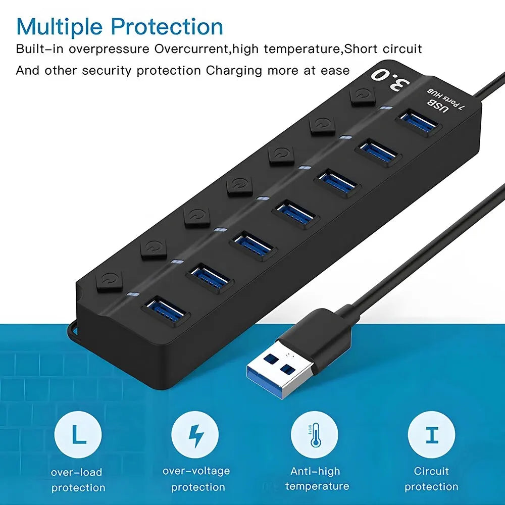 DBIT 7-IN-1 USB Hub – Expand Your Connectivity with USB 3.0/2.0 Ports