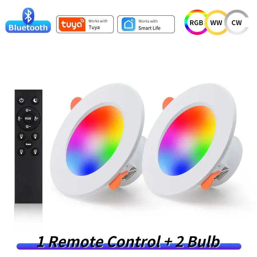 EeeToo Bluetooth LED Downlight – Dimmable RGB + White Light with Remote Control