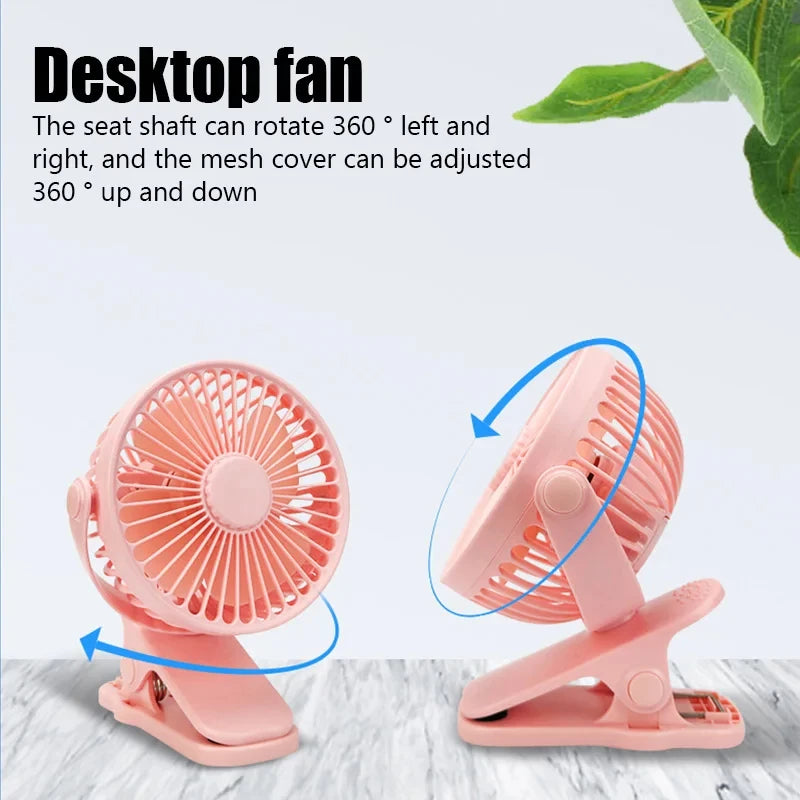 Mini Clip-On USB Fan – Silent & Portable Cooling for Home, Office & Travel