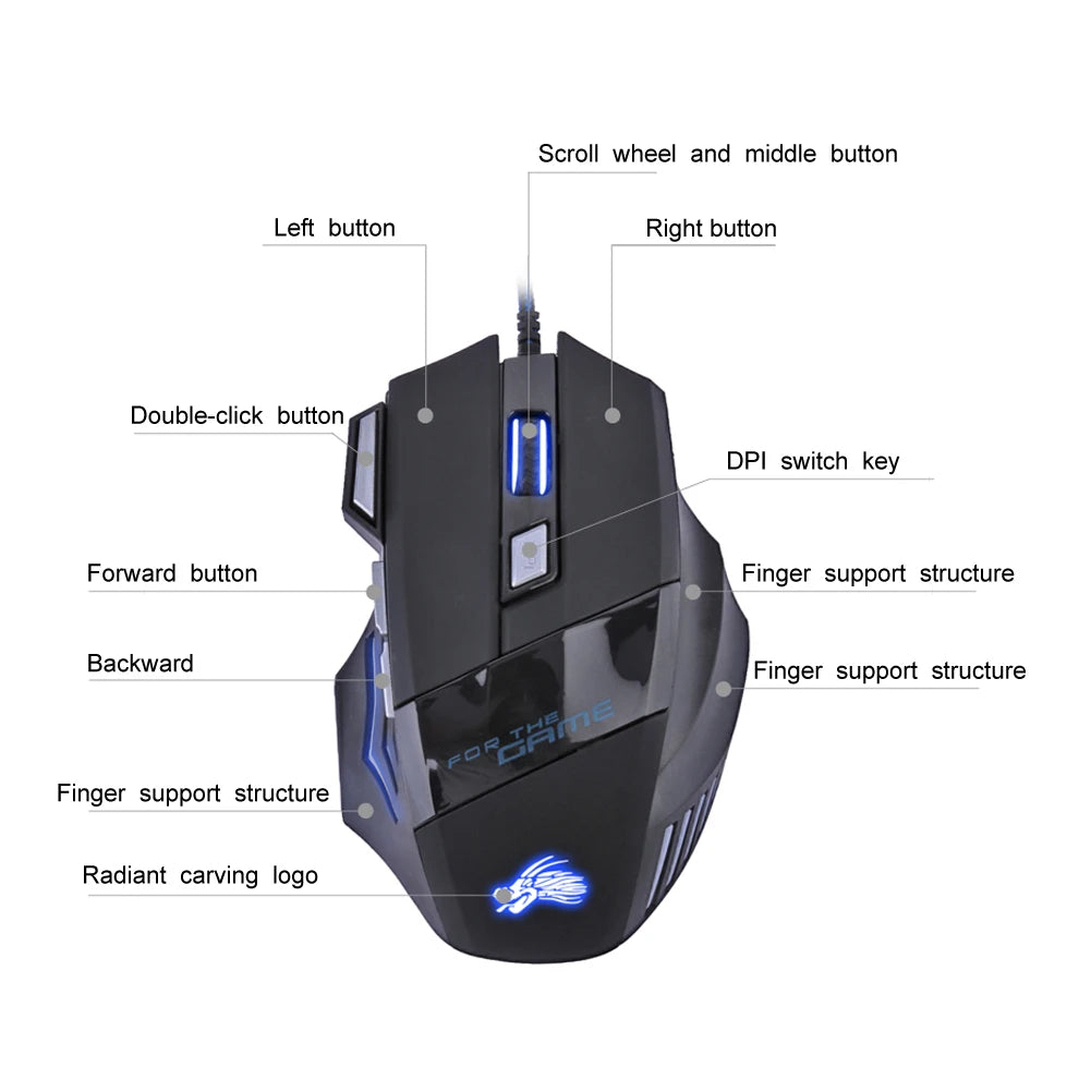 7 Button Backlit Ergonomic Mouse 5500 DPI