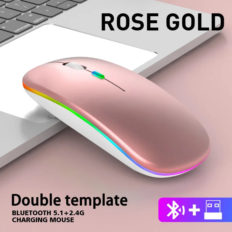 Wireless Mouse Bluetooth and 2.4GHz Dual Modes with RGB