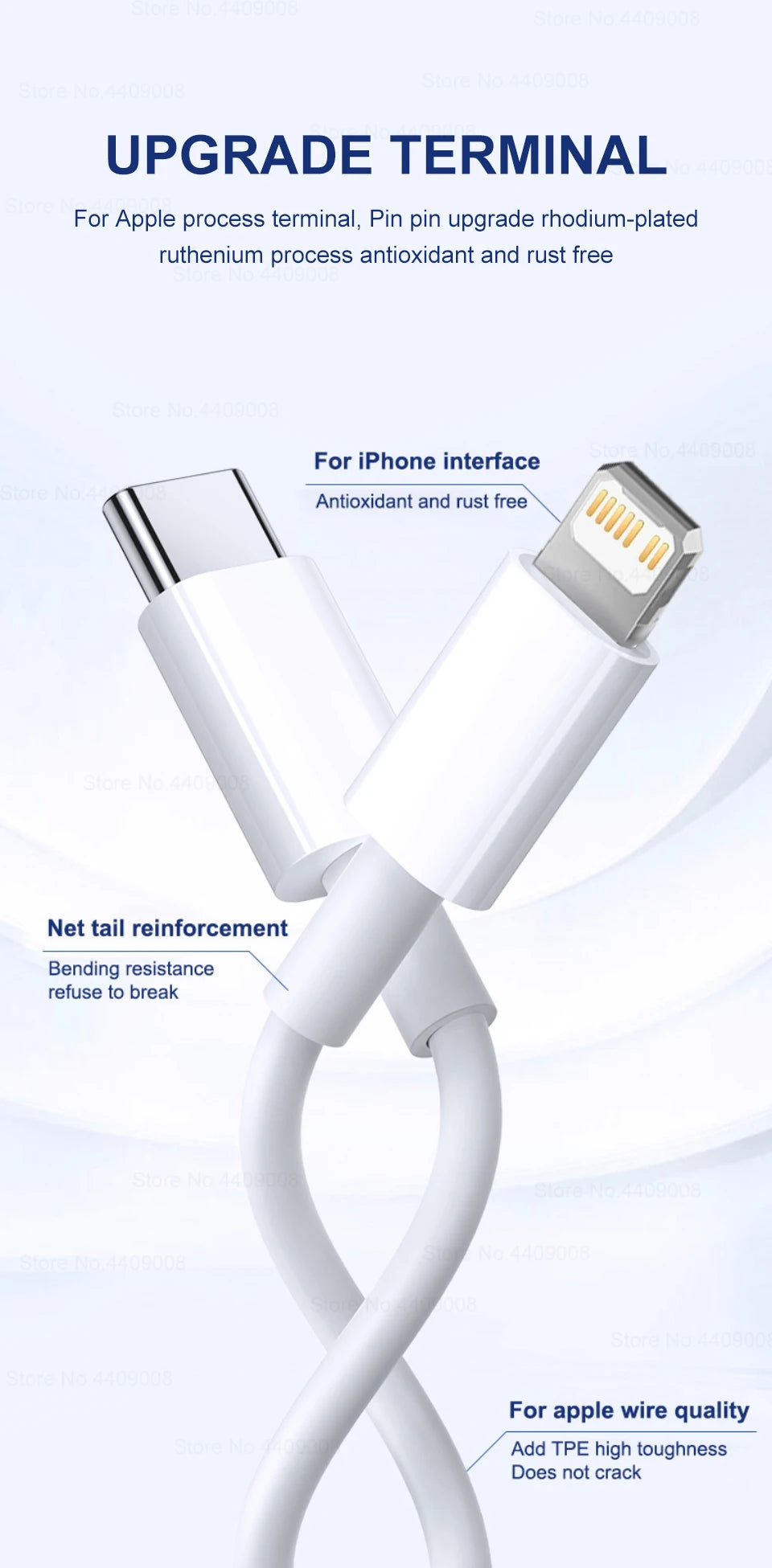 Câble de charge rapide PD 20 W – USB-C vers Lightning pour iPhone