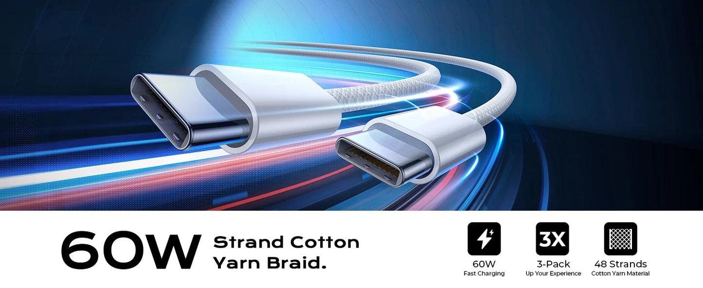 PD 65W Fast Charging USB-C to USB-C Cable β High-Speed Data & Power
