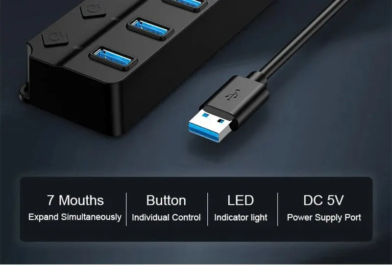 DBIT 7-IN-1 USB Hub – Expand Your Connectivity with USB 3.0/2.0 Ports