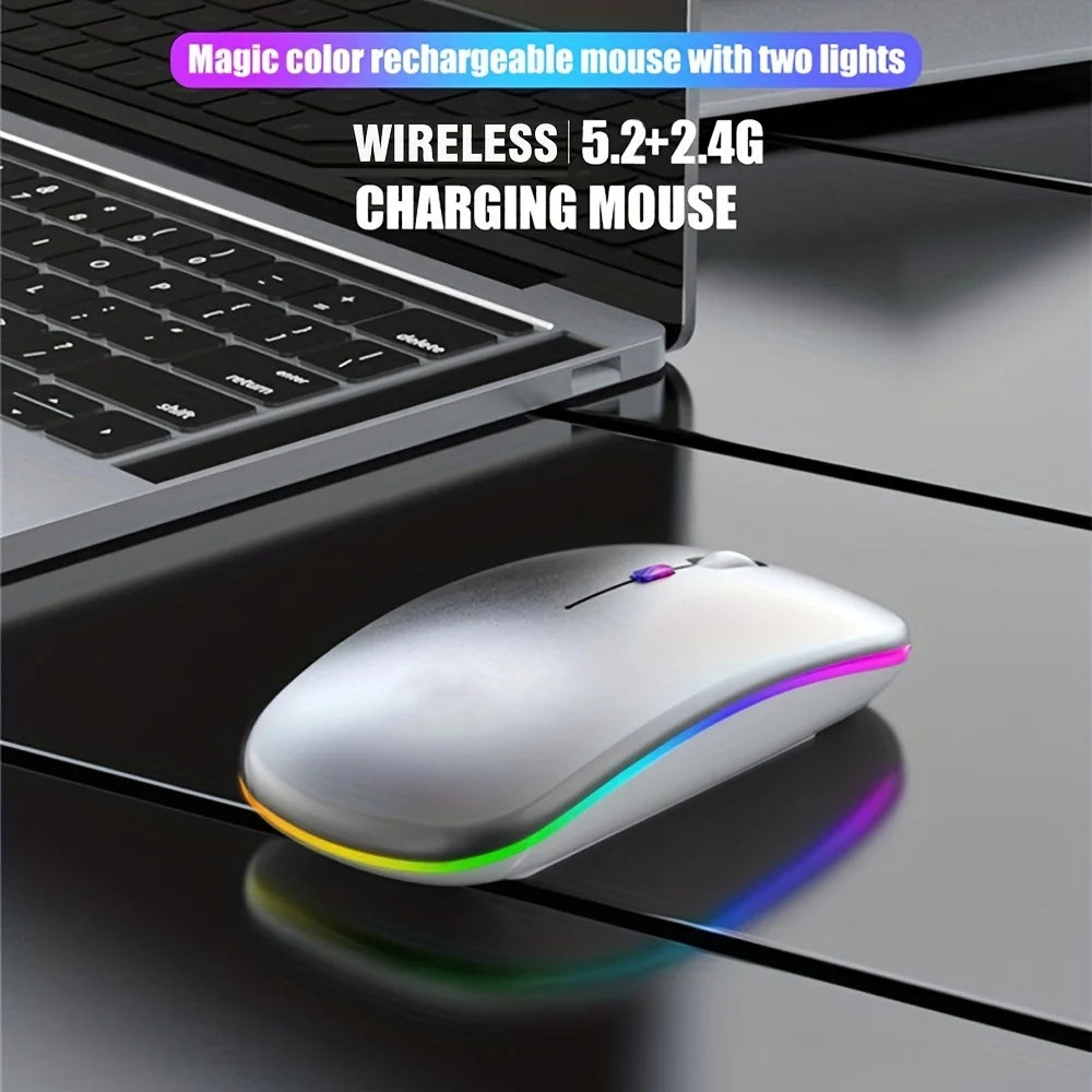 Wireless Mouse Bluetooth and 2.4GHz Dual Modes with RGB