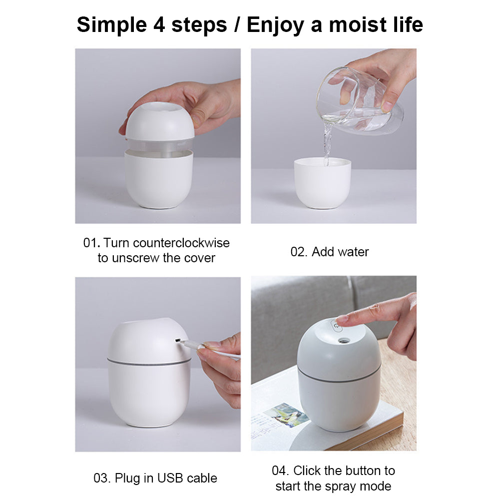 Minimalist Ultrasonic Air Humidifier with LED Lamp Romantic Light