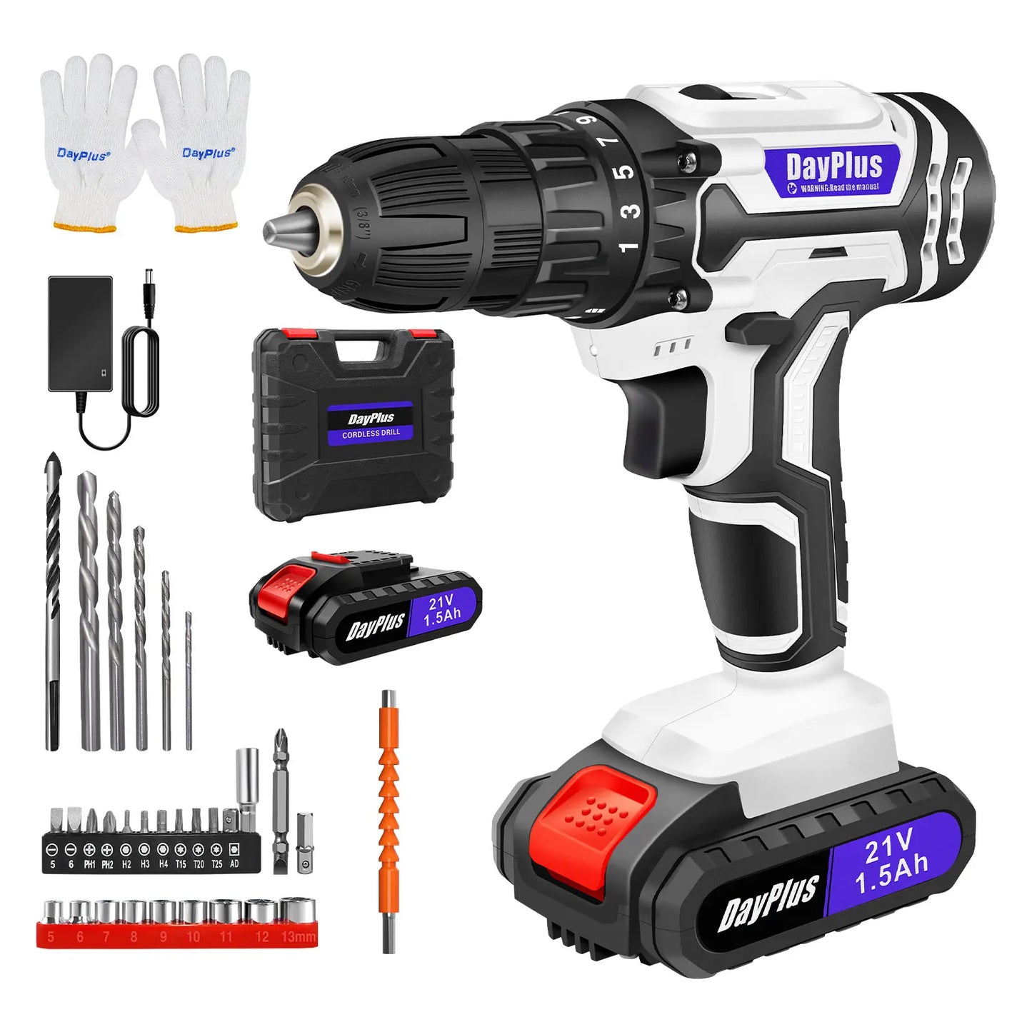 21V Cordless Drill Driver – Powerful & Versatile for Home DIY - Complete Set