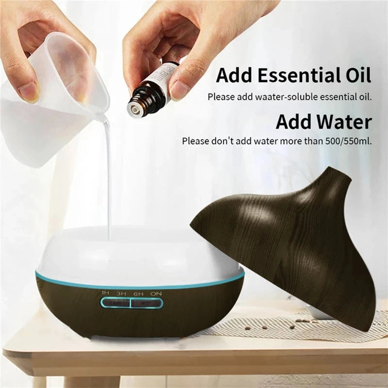 Wood Aroma Diffuser with 7 Colour LED Lights & Remote Control
