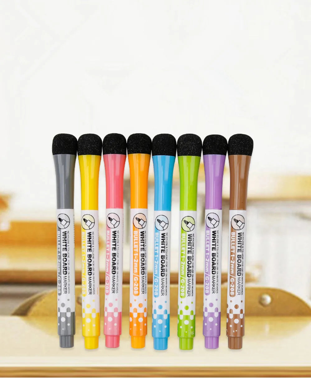 8PCS Erasable Whiteboard Marker Set β Vibrant Colors & Magnetic Design