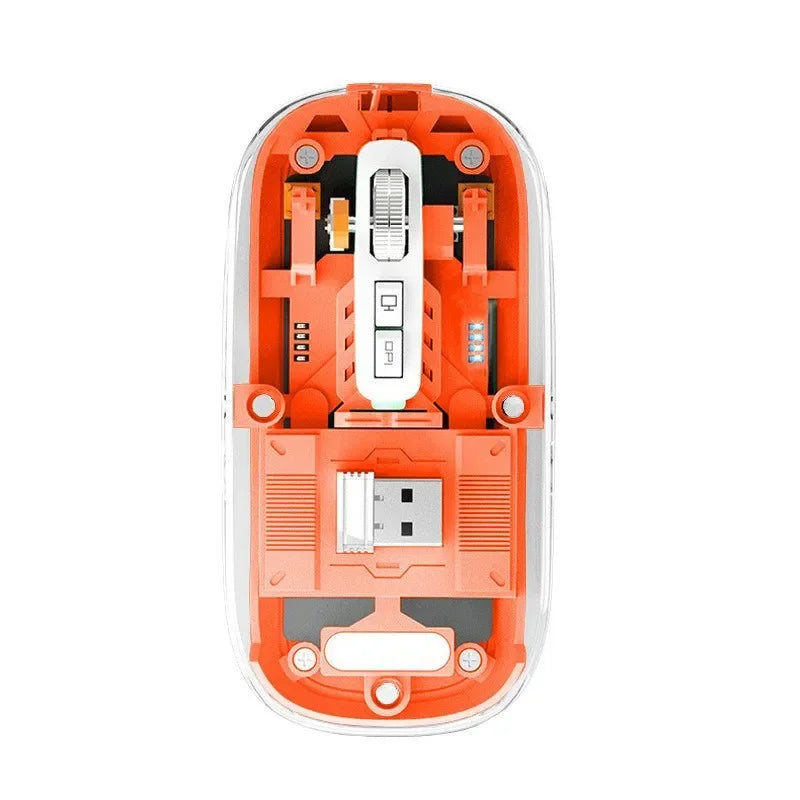 Elite Transparent Tri-Mode Wireless Bluetooth Gaming Mouse – Adjustable DPI & Silent Click