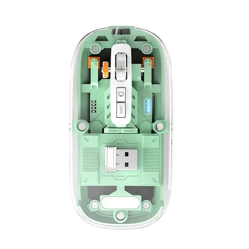 Elite Transparent Tri-Mode Wireless Bluetooth Gaming Mouse – Adjustable DPI & Silent Click