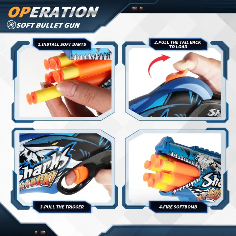 Graffiti Shark Soft Bullet Toy Gun β Safe & Fun Outdoor Action