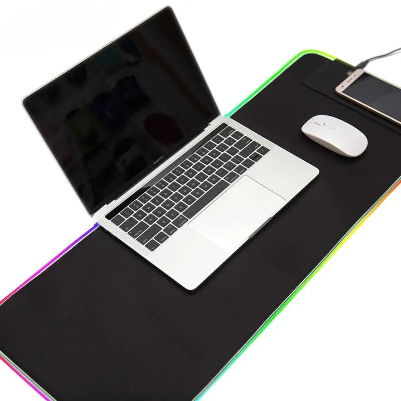 Grand tapis de souris de jeu LED haut de gamme avec modes d'éclairage et contrôle tactile