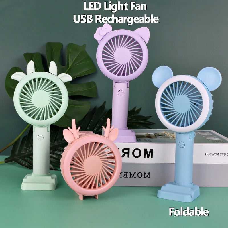 USB LED Light Handheld Fan β Portable, Rechargeable & Multifunctional